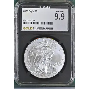 2020 - 1oz Silver Eagle S$1 NGC MS 9.9 (D10-B27) (2)