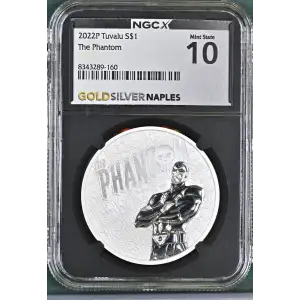 2022P - 1oz The Phantom Silver Coin - Tuvalu S$1 - NGCX MS10 (D11-B24)