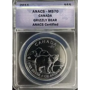2011 - 1oz Canadian Grizzly Bear - S$5 - ANACS MS70 (S19A-B30)