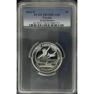 2016(P) 5oz Tuvalu - Pearl Harbor 75th Anniversary - PCGS PR70DCAM (D-7)