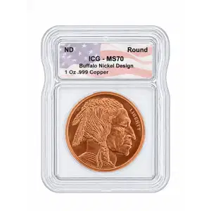 NO DATE - 1oz Buffalo Nickel Design Copper Round - ICG ANY GRADE