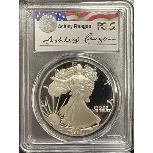 1987(S) - 1oz Silver Eagle Reagan Legacy Series - S$1 PCGS PR69DCAM (D11-B14)