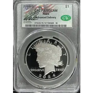 2024(S) - 0.858oz Silver Peace Dollar - Advanced Delivery - CAC PR70DCAM (D-7)