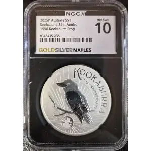 2025P Australia S$1 Kookaburra 35th Anniv. 1990 Kookaburra Privy  MS70 (Storage 14B)