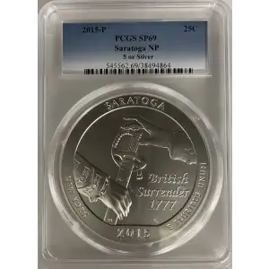 2015P - 5oz America the Beautiful Saratoga Silver Quarter - PCGS SP69 (D-14)