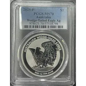2025P 1oz Australia S$1 Wedge-Tailed Eagle PCGS MS70 (D11-B19)