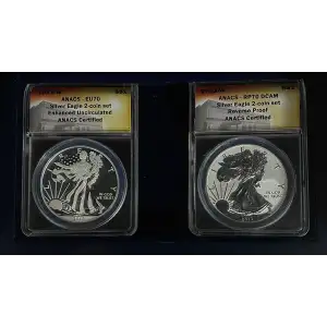 2013 1oz American Eagle West Point Two Coin Silver Set ANACS EU70 & RP70 (D-14)