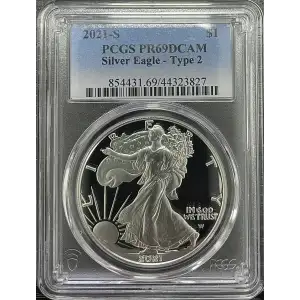 2021(S) - 1oz Silver Eagle Type 2 - S$1 PCGS PR69DCAM (D11-B17)