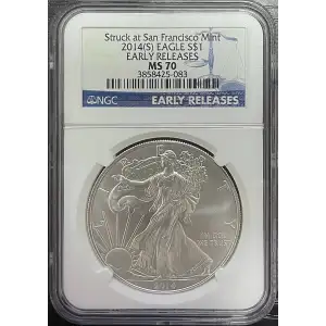2014(S) - 1oz Silver Eagle S$1 EARLY RELEASES NGC MS70 (S18A-B10)