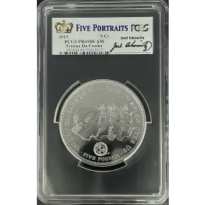 2015 - Five Portraits PCGS PR69DCAM 5Cr - Tristan Da Cunha 4.995oz Silver (D-8)