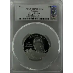 2022 - 2oz Snowy Owl Silver Coin - Canada S$30 - PCGS PR70DCAM FDOI (D-14)