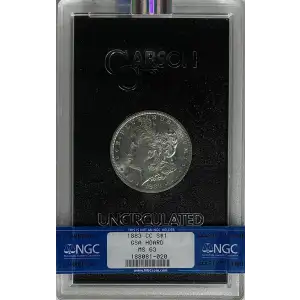 1883(CC) - 0.77oz Morgan Silver Dollar - GSA Hoard MS63 (D-8)