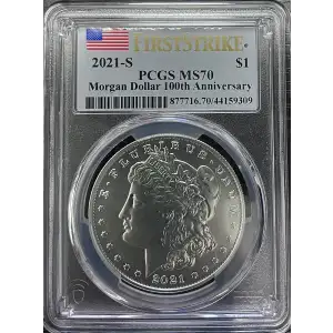 2021(S) - 0.77oz Morgan Silver Dollar - 100th Anniv. PCGS MS70 (S12B-B12)
