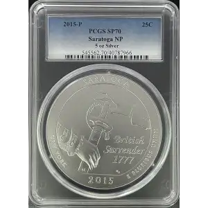 2015(P) - PCGS SP70 25C - Saratoga National Park 5oz Silver (D-8)