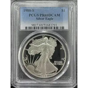 1988(S) - 1oz Silver Eagle - S$1 PCGS PR69DCAM (D11-B14)