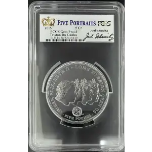 2015 - Five Portraits PCGS Gem Proof 5Cr - Tristan Da Cunha 5oz Silver (D-8)