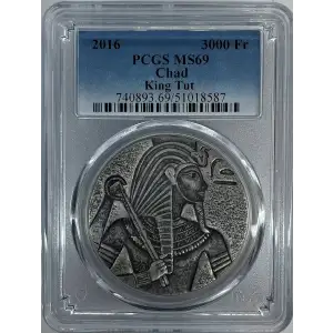 5oz Egyptian Relic King Tut Silver Coin - Chad 3000F - (2)
