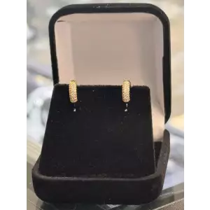 Tiny CZ 14KYG Over 925 Huggies Earrings