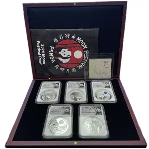 2020-2024 China 2oz Silver Panda Moon Festival 5 Piece Legacy Set NGC PF70 (D-8)