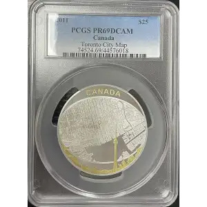 2011 - 2oz Canada S$25 Toronto City Map - PCGS PR69DCAM (D-7)