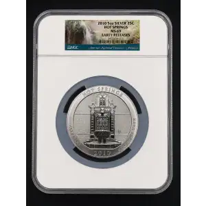 2010 5oz SILVER 25C HOT SPRINGS MS69 EARLY RELEASES (OB-168) (2)
