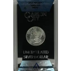 1882(CC) - 0.77oz Morgan Silver Dollar - GSA Holder ANACS MS63 (D-8)