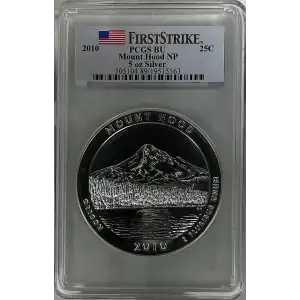 2010 - 5oz Mount Hood Silver Quarter -USA 25C- PCGS BRILLIANT UNCIRCULATED (D-7)