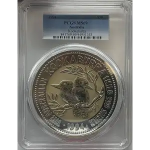 1Kilo Kookaburra Silver Coin - Australia $30 - (2)