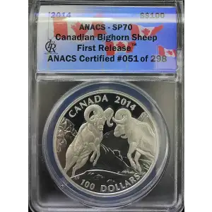 2014 - 1oz Canadian Bighorn Sheep - First Release S$100 - ANACS SP70 (S19A-B30) (2)