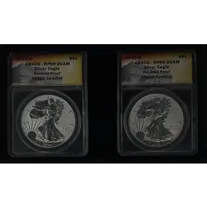 2013 1oz American Eagle West Point Two Coin Silver Set ANACS RP69 & RP69 (D-14)