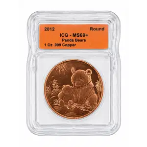 2012 - 1oz Panda Bears Copper Round - ICG ANY GRADE