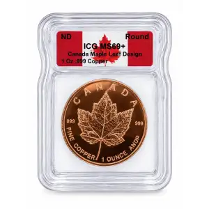 NO DATE - 1oz Canada Maple Leaf Design Copper Round - ICG ANY GRADE (D-12)