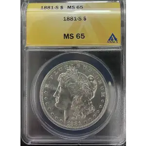 1881(S) - 0.77oz Morgan Silver Dollar - ANACS MS65 (S12B-B12)