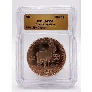 NO DATE - 1oz Year of the Goat Copper Round - ICG ANY GRADE (D-12)