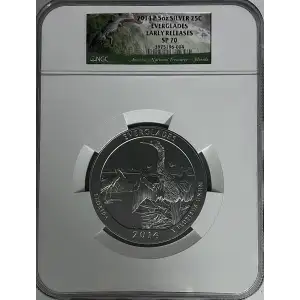 2014P - 5oz America the Beautiful Everglades Silver Quarter - NGC ER SP70 (D-14)
