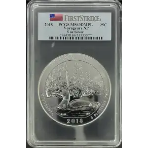 2018 - PCGS MS69DMPL 25C - Voyageurs National Park 5oz Silver (D-8)