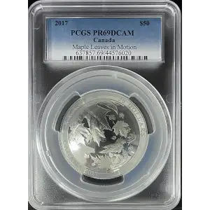 2017 - 5oz Canada S$50 Maple Leaves in Motion - PCGS PR69DCAM (D-7)
