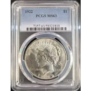 1922 Silver Eagle PCGS MS63 (Storage 10A)