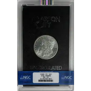 1884(CC) - 0.77oz Morgan Silver Dollar - GSA Hoard MS63 (D-8)