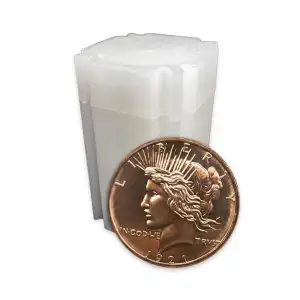 Tube of 20x 1 oz Copper Peace Dollar