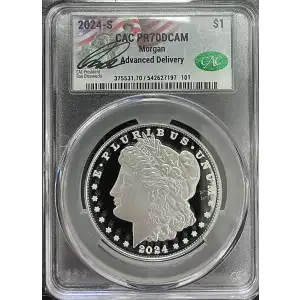 2024(S) - 0.858oz Silver Morgan Dollar - Advanced Delivery - CAC PR70DCAM (D-7)