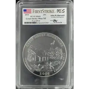 2014 - PCGS MS69 25C - Great Smoky Mountains National Park 5oz Silver (D-8)