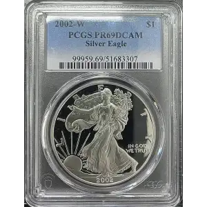 2002(W) - 1oz Silver Eagle - S$1 PCGS PR69DCAM (D11-B14)