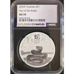 2025P Australia S$1 Year of the Snake MS70 (S18A-B8)