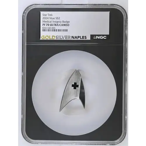 Star Trek 2024 1oz Niue S$2 Medical Insignia Badge PF70 (D-2)