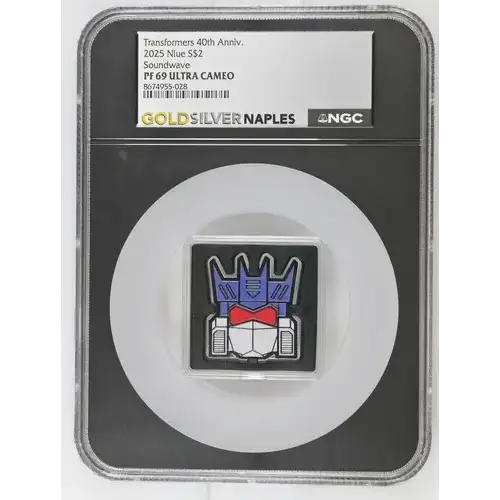 Transformers 40th Anniv. 2025 1oz Niue S$2 Soundwave PF69 (OB-10)