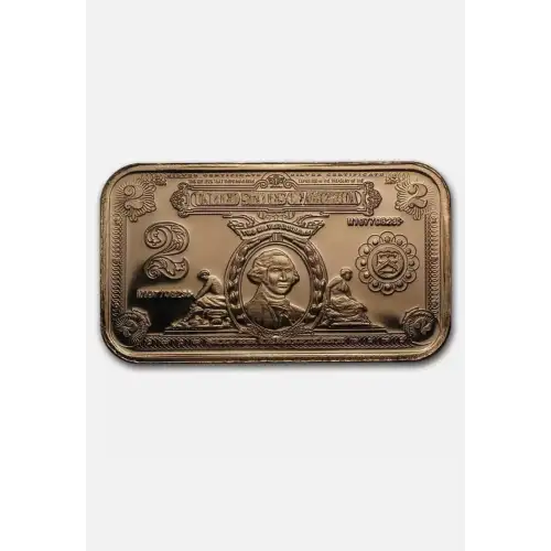 Tube of 20x 1 oz Copper Bar $2 Banknote