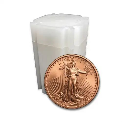 Tube of 20x 1 oz Copper  St. Gaudens (Front Walking Liberty)