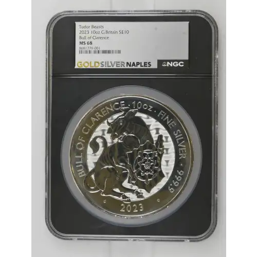 Tudor Beasts - 2023 10oz G. Britain S10PNDS - Bull Of Clarence - NGC MS68 (D-7)