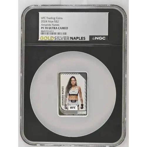 UFC Trading Coins 2024 1oz Niue S$2 Amanda Nunes PF70 (D-2)